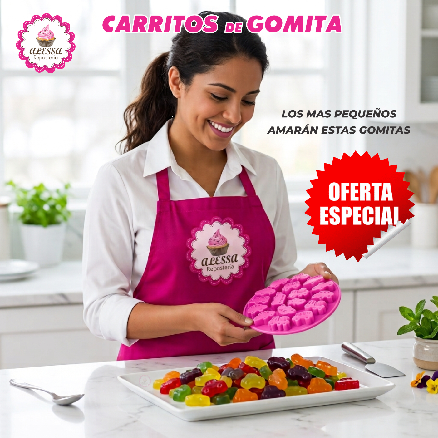 MOLDE DE 17 GOMITAS DE CARRITOS DE SILICONA PARA REPOSTERIA - 3