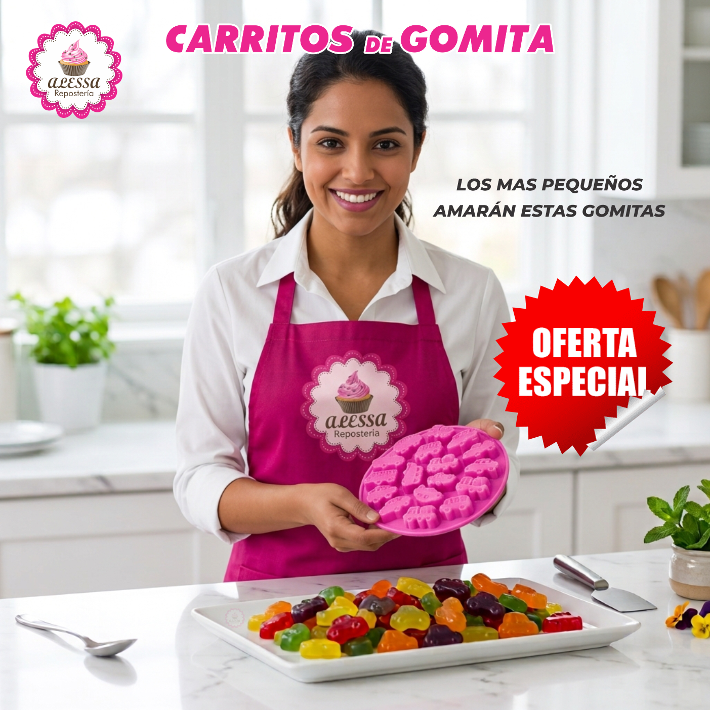 MOLDE DE 17 GOMITAS DE CARRITOS DE SILICONA PARA REPOSTERIA - 5