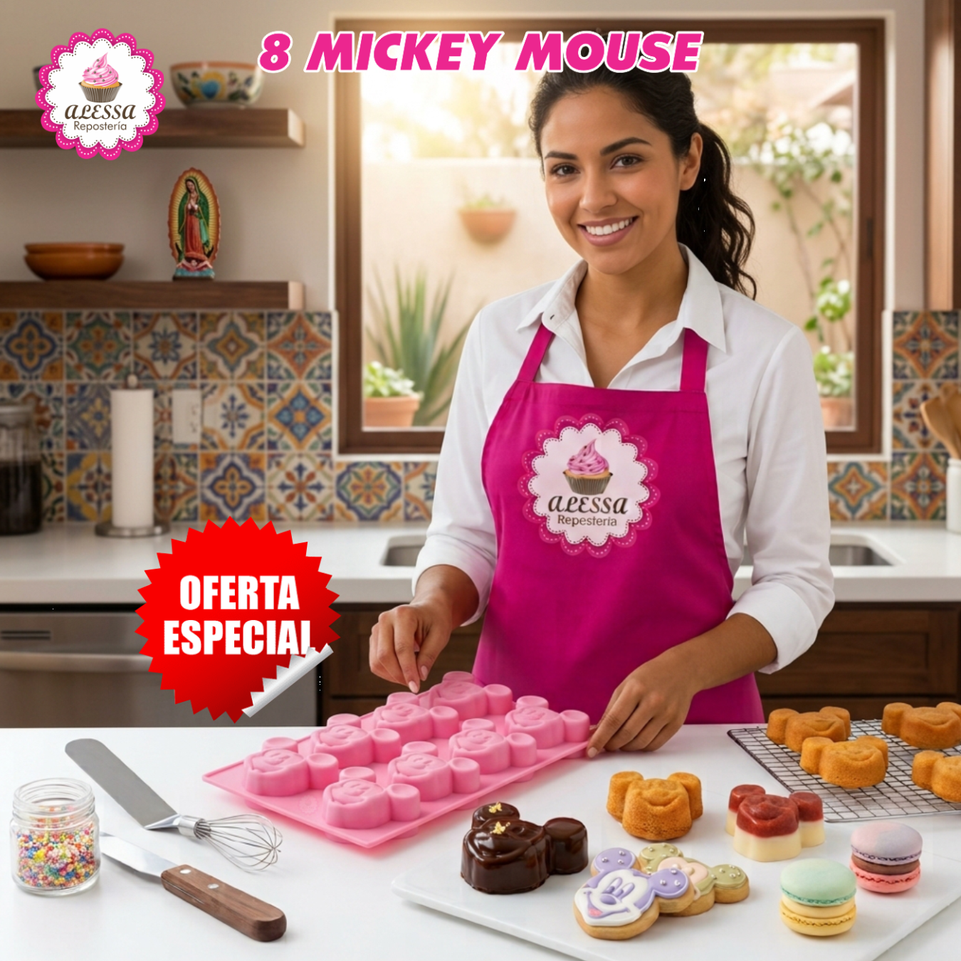 MOLDE DE 8 MICKEY MOUSE DE SILICONA PARA REPOSTERIA - 4