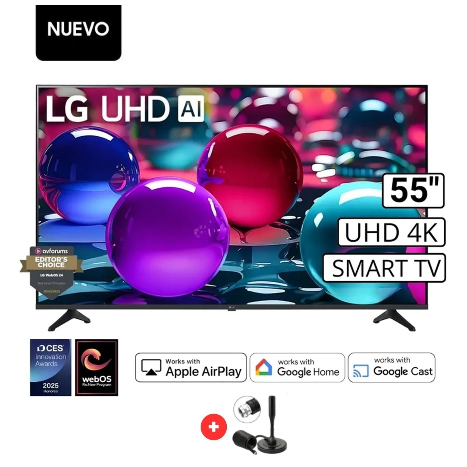 TELEVISOR LG 55 PULG ULTRA HD 4K AI THINQ 55UA7300 MODELO 2025- NEGRO + ANTENA DIGITAL - 1