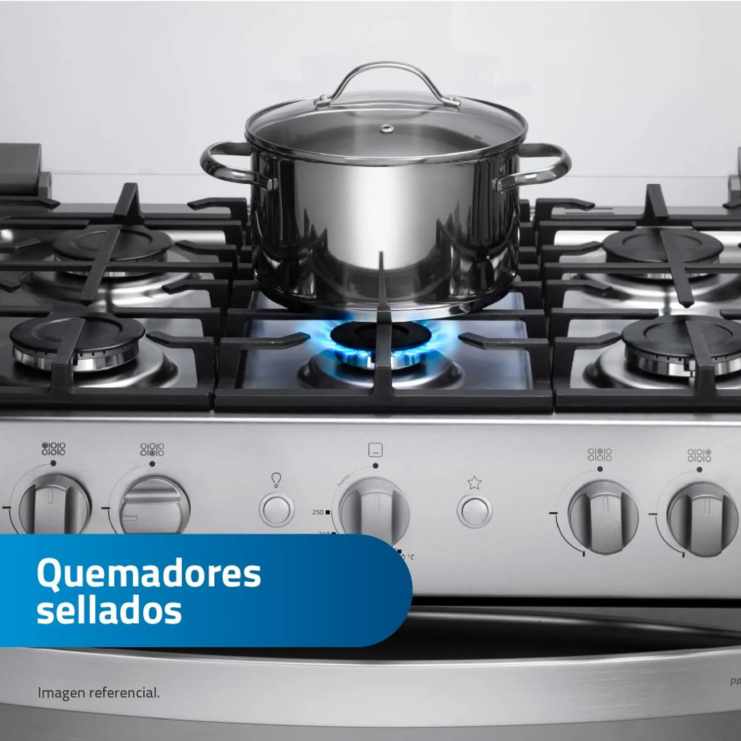 COCINA INDURAMA PARMA ZAFIRO 6 QUEMADORES CON ENCENDIDO ELÉCTRICO Y LUZ EN HORNO - 4