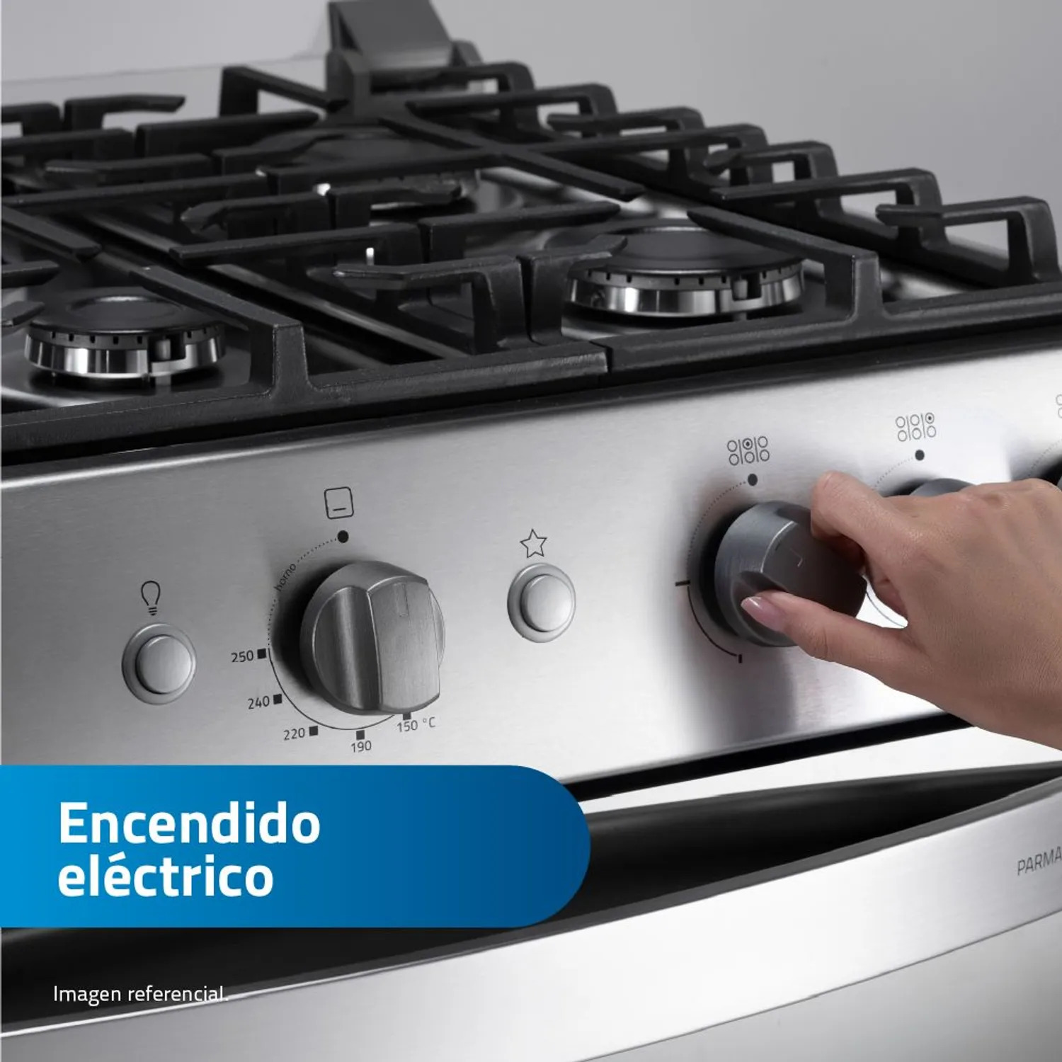 COCINA INDURAMA PARMA ZAFIRO 6 QUEMADORES CON ENCENDIDO ELÉCTRICO Y LUZ EN HORNO - 7
