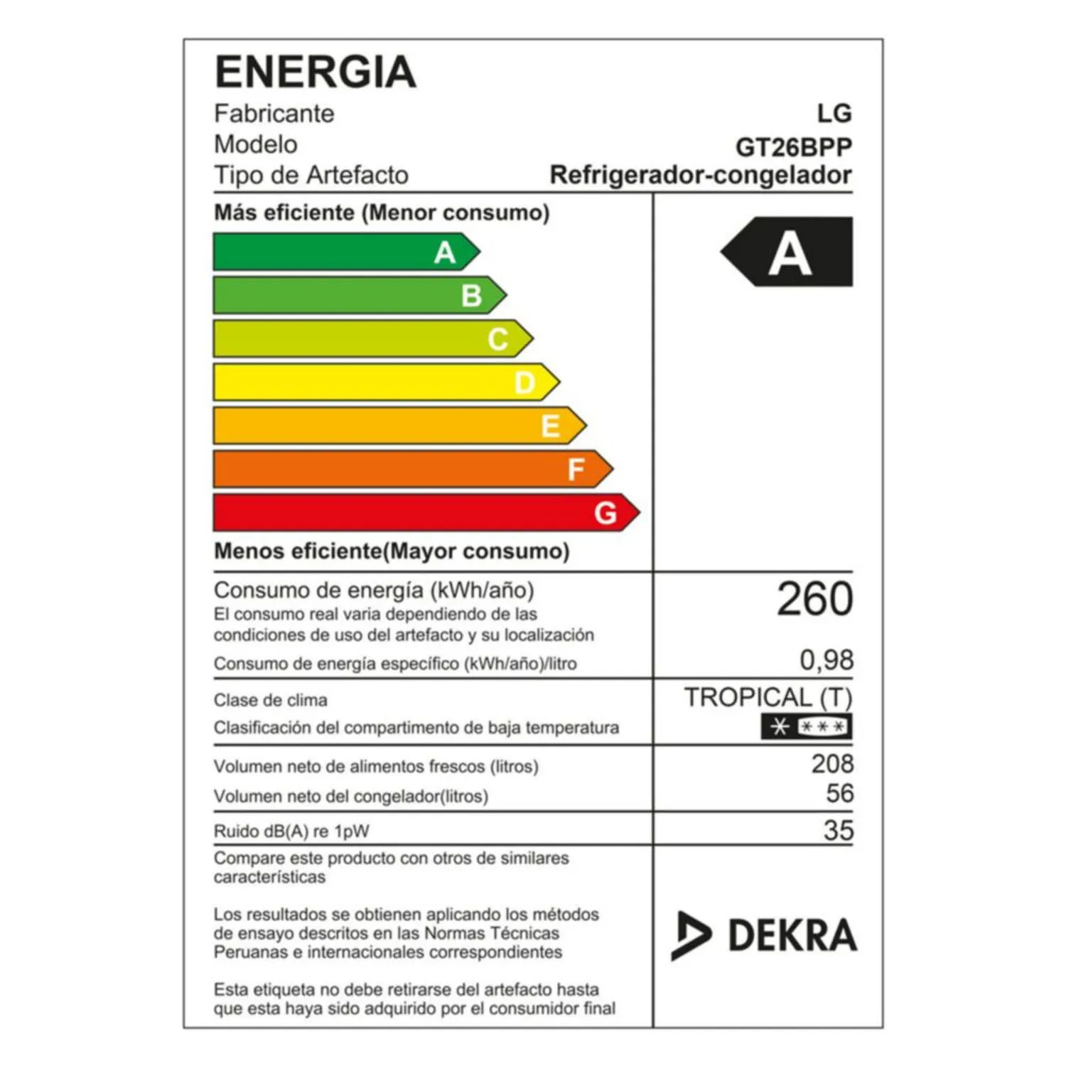 REFRIGERADORA LG TOP FREEZER GT26BPP 264L PLATEADA + PLANCHA OSTER - 6