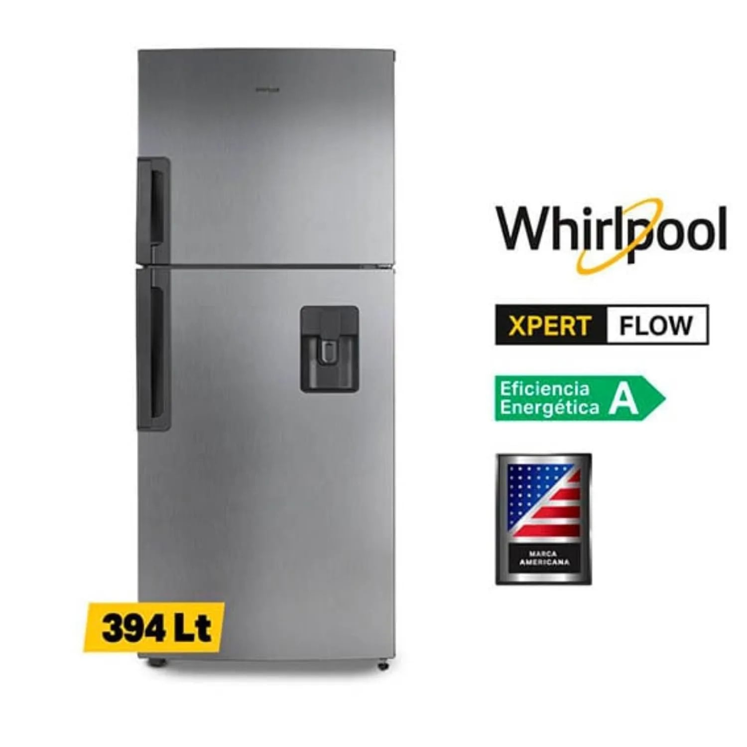 REFRIGERADORA WHIRLPOOL WRJ43AKGWW 394L TOP FREEZER NO FROST GRIS - 1