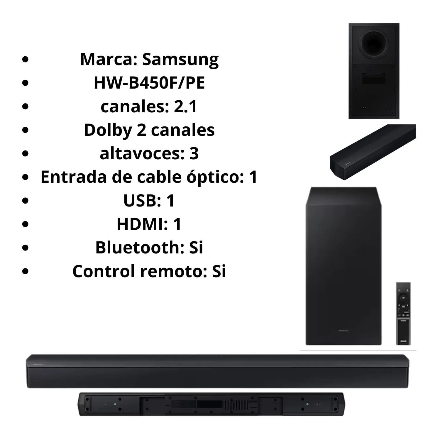 SOUNDBAR SAMSUNG DOLBY ATMOS 2.1 CH. HW-B450F (2025) - 5