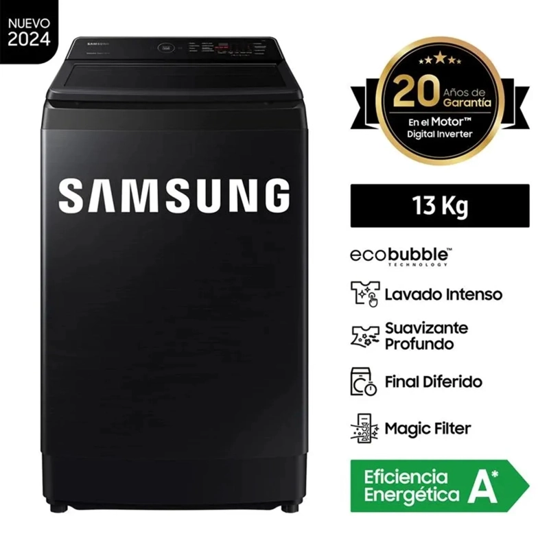 LAVADORA SAMSUNG 13 KG ECO INVERTER WA13CG5441BVPE NEGRO *+ SANDWICHERA - 9