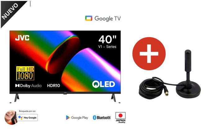 TELEVISOR JVC 40 FHD QLED GOOGLE TV LT-40KB758 SMART + ANTENA DIGITAL - 1