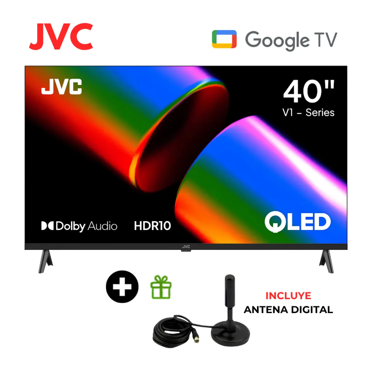 TELEVISOR JVC 40 FHD QLED GOOGLE TV LT-40KB758 SMART + ANTENA DIGITAL - 1
