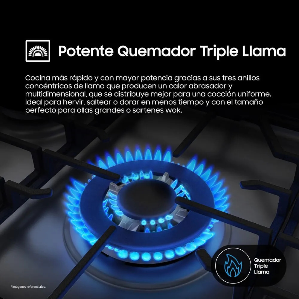 COCINA A GAS SAMSUNG NX52T7322PS GLP/GN 5 HORNILLAS MIRROR LOOK PLATA - 7