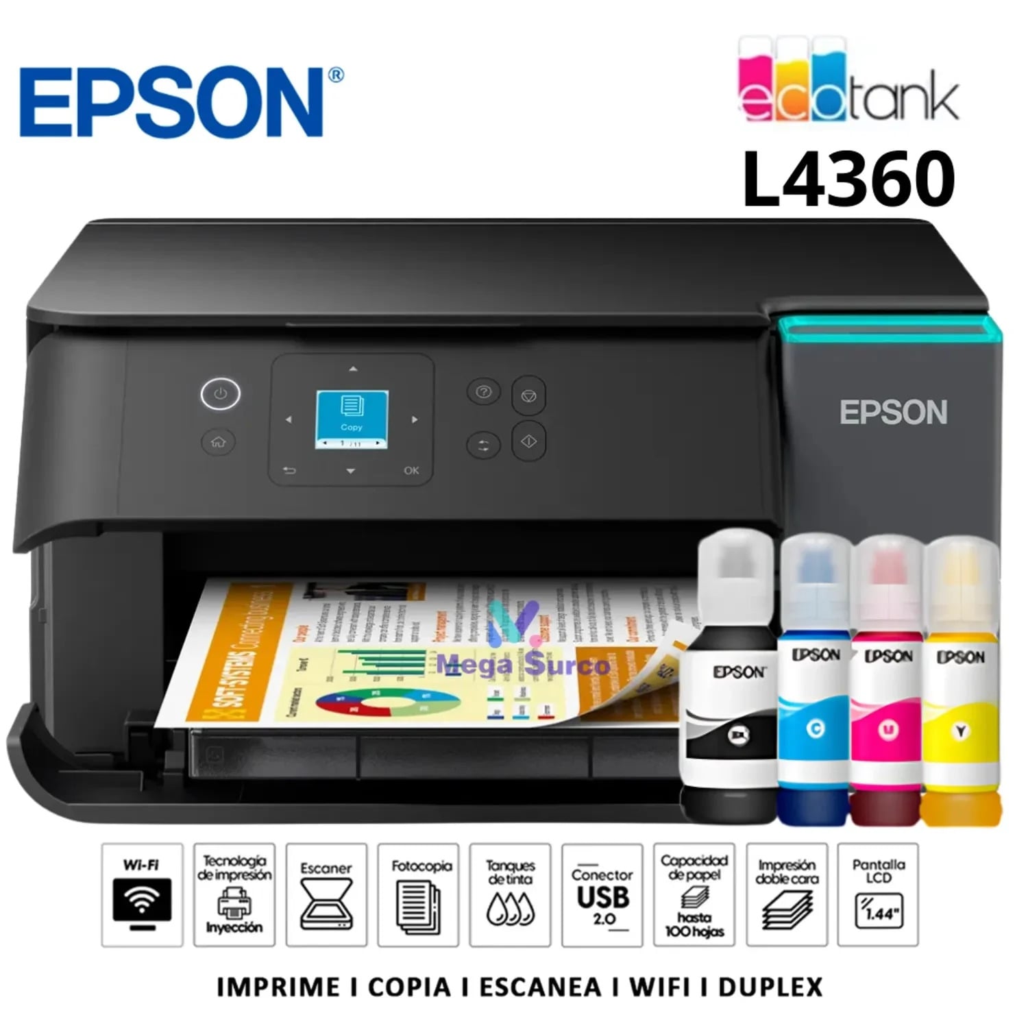IMPRESORA MULTIFUNCIONAL EPSON ECOTANK L4360 WIFI DUPLEX - 1