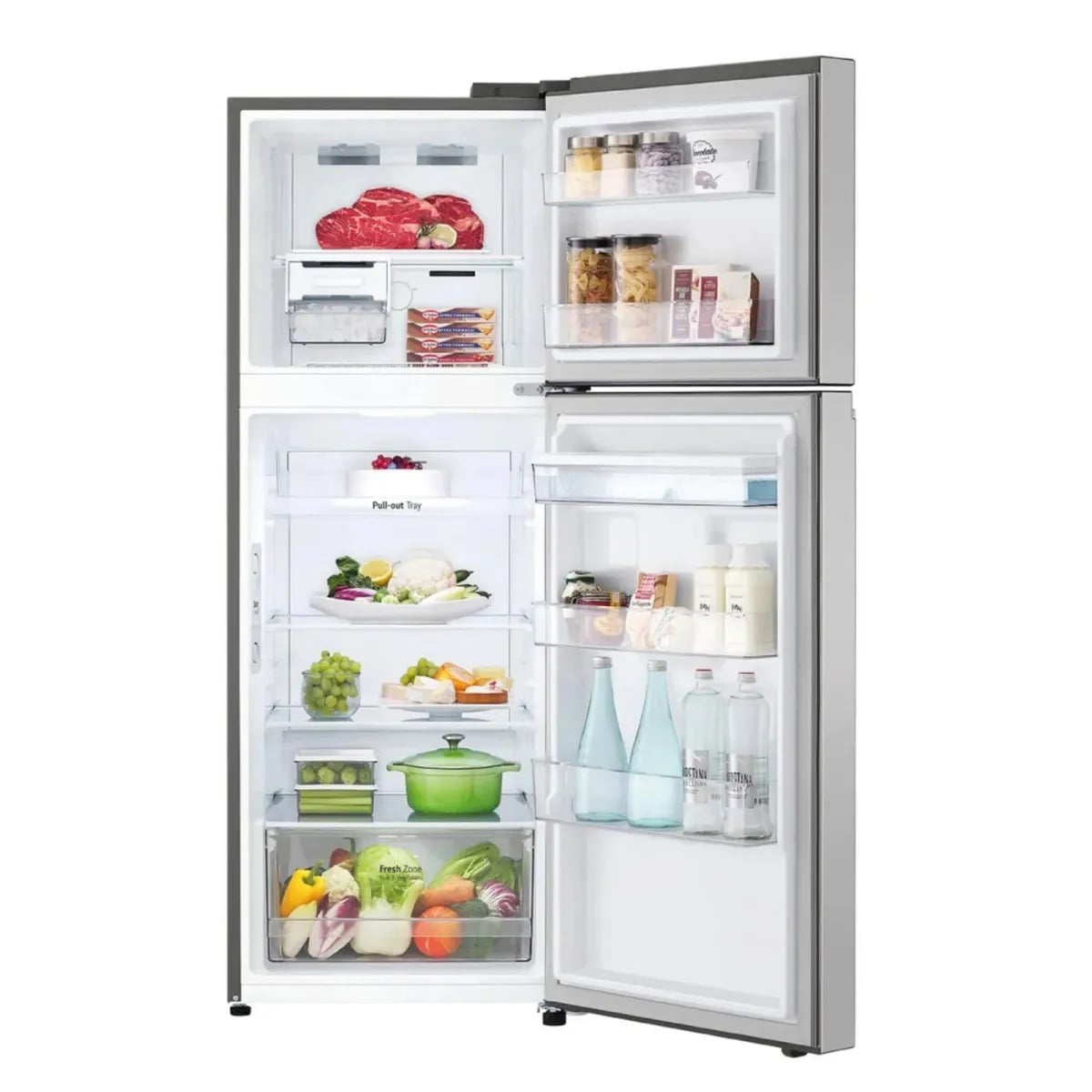 REFRIGERADORA GT31WPP 314L DOOR COOLING TOP MOUNT PLATEADA LG + BASE CON RUEDAS - 2