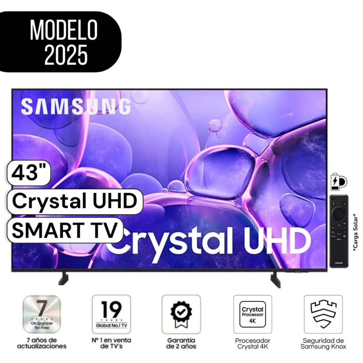 TELEVISOR SAMSUNG 43 CRYSTAL UHD 4K SMART TV UN43U8000FGXPE - NEGRO - 1