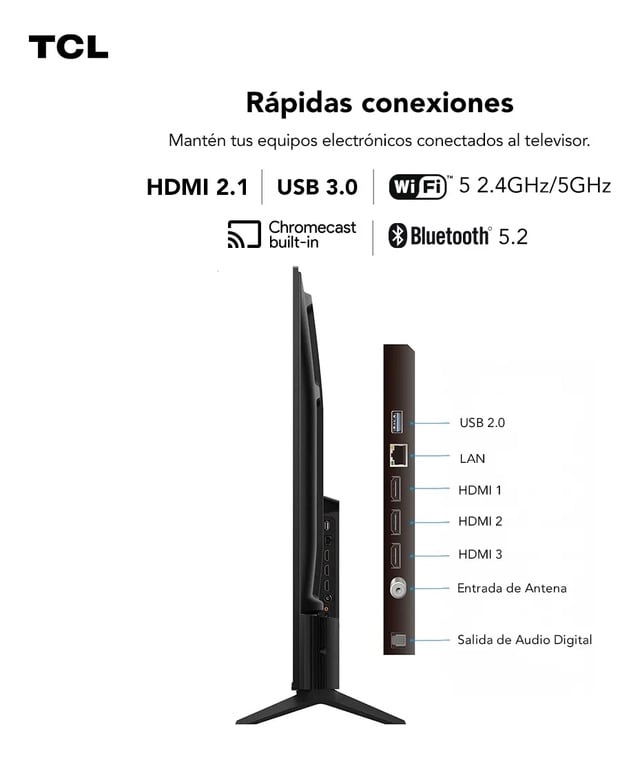 TELEVISOR TCL 50 PULGADAS SMART TV UHD 4K GOOGLE TV 50V6C + AUDIFONOS ORACLE REDBUL EB 170 (COMBO) - 3