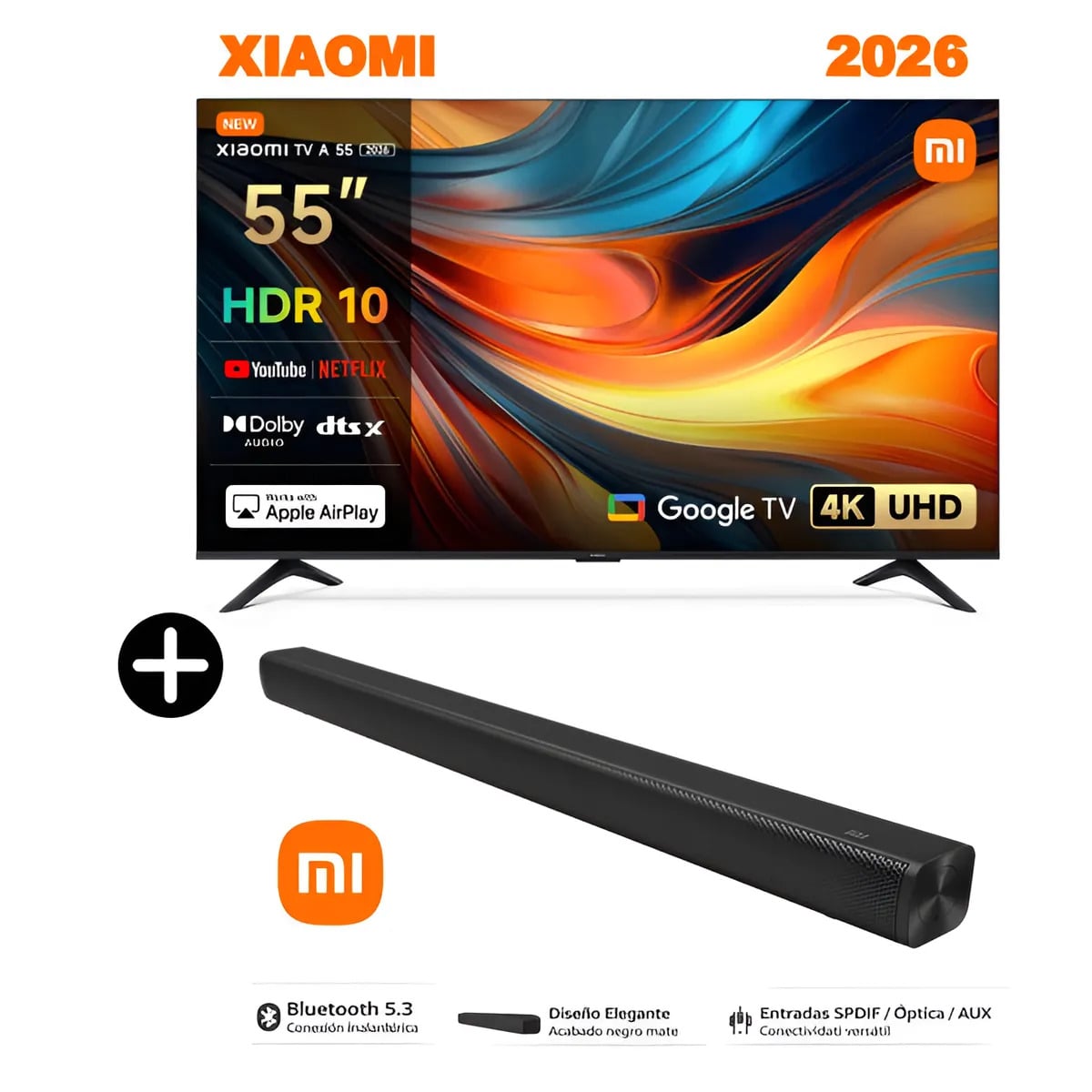TELEVISOR XIAOMI 55 LED SMART UHD 4K TV A GOOGLE TV 2026 + SOUNDBAR - 1