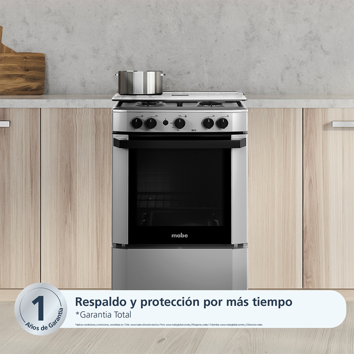 COCINA MABE CMP6012AG0 A GAS DE PIE 60 CM 4 QUEMADORES SILVER + CAMPANA MABE - 7