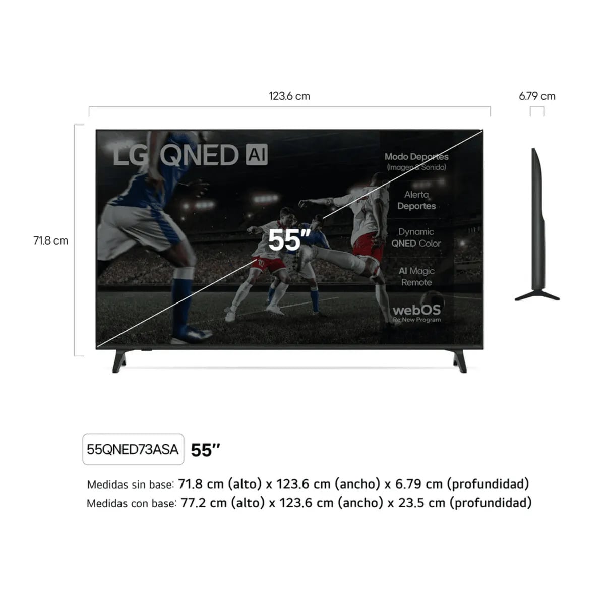 TELEVISOR LG 55 QNED 4K UHD SMART TV 55QNED73ASA CON THINQ AI HDR10 WEBOS + CONTROL MAGIC - 2