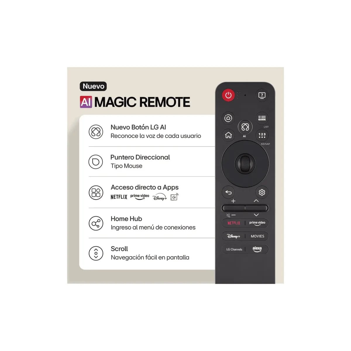 TELEVISOR LG 55 QNED 4K UHD SMART TV 55QNED73ASA CON THINQ AI HDR10 WEBOS + CONTROL MAGIC - 6