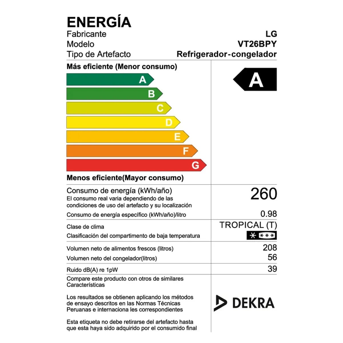 REFRIGERADORA LG 264L VT26BPY LINEAR COOLING TOP FREEZER PLATEADA - 8