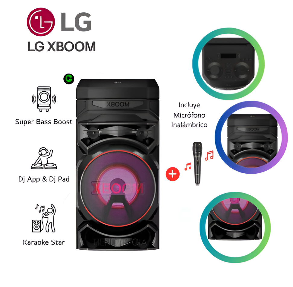TORRE DE SONIDO LG XBOOM RNC5 KARAOKE + MICRÓFONO INALAMBRICO - 1