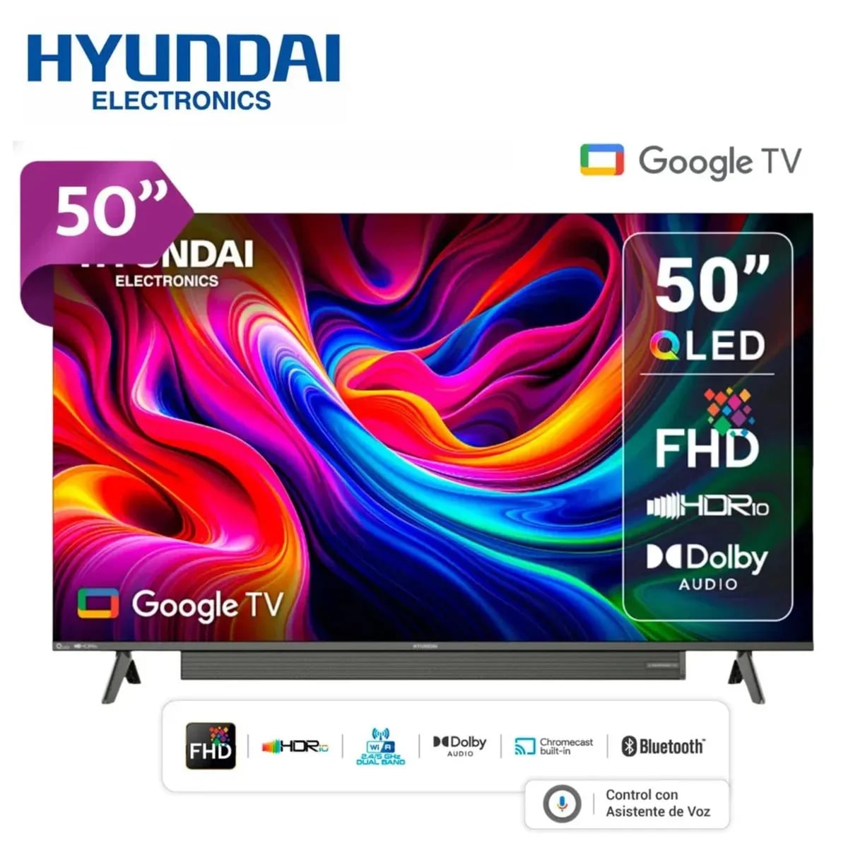 TELEVISOR HYUNDAI 50 QLED SMART TV GOOGLE TV 4K UHD 2025 - HYLED5029QFG - 1