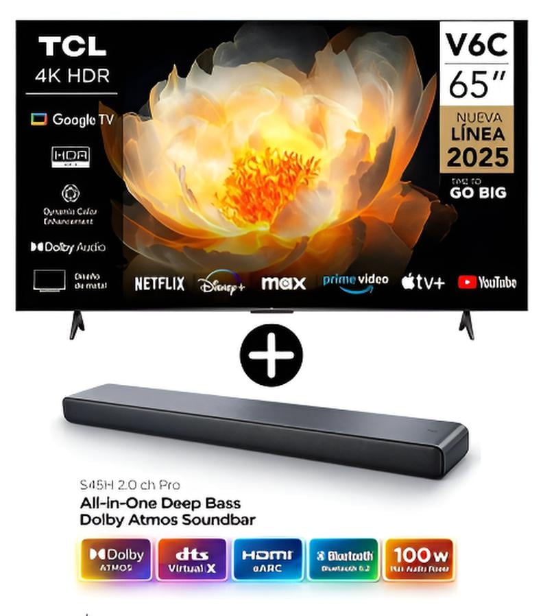 TELEVISOR TCL LED 65 UHD 4K SMART TV 65V6C + SOUNDBAR TCL - 1