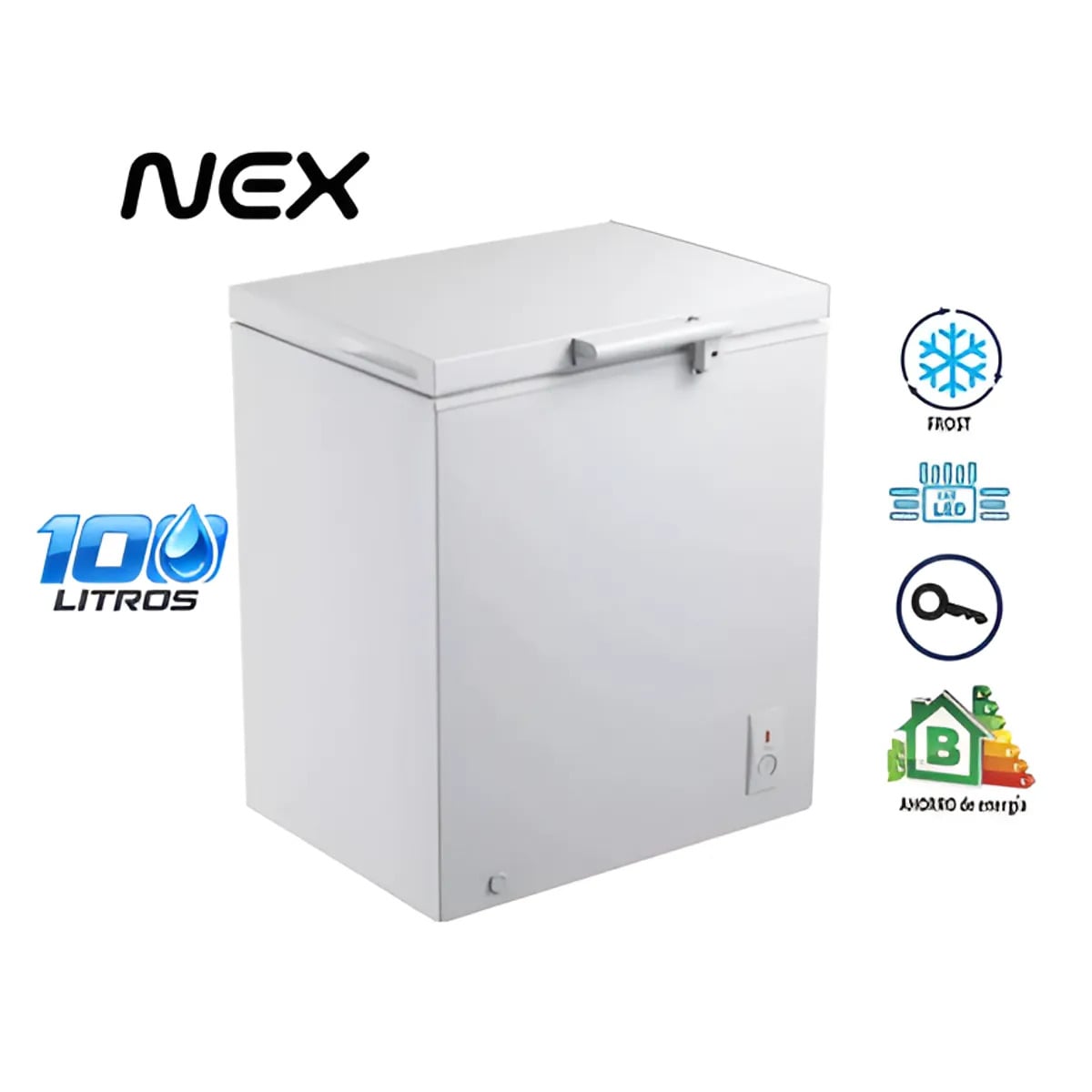 CONGELADORA NEX HORIZONTAL 100 LITROS DIRECT COOLING BLANCO CHF1100 - 1