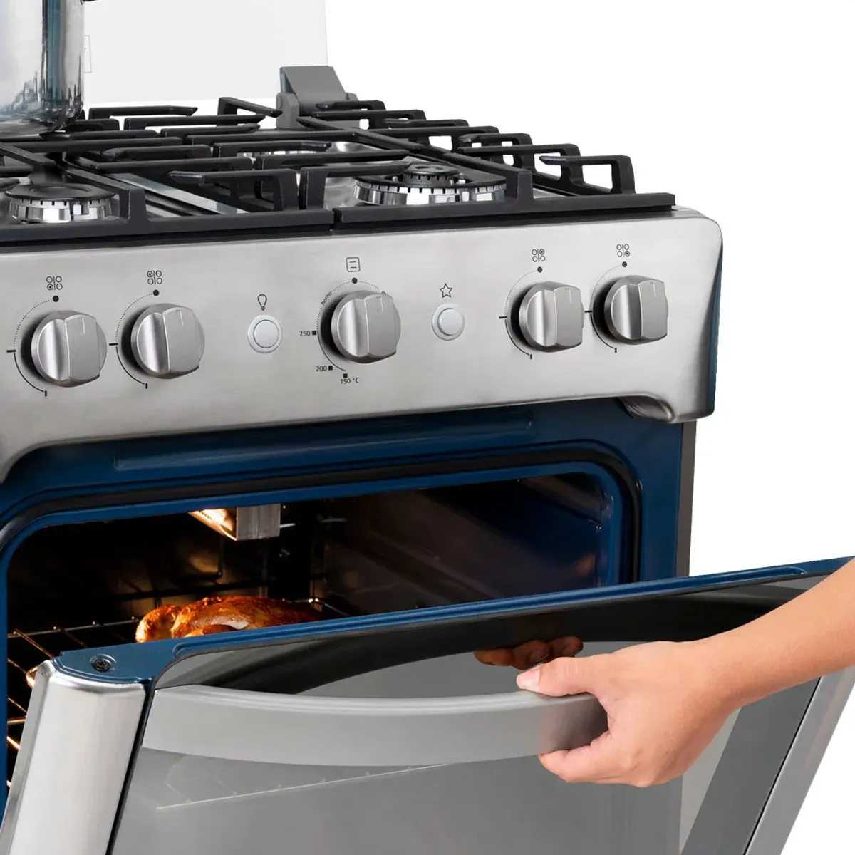 COCINA GAS INDURAMA GRANADA ZAFIRO 24' CROMA 4 HORNILLAS + CAMPANA INDURAMA - 2