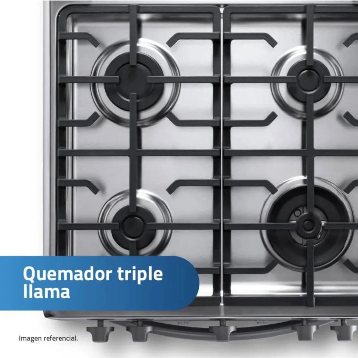 COCINA GAS INDURAMA GRANADA ZAFIRO 24' CROMA 4 HORNILLAS + CAMPANA INDURAMA - 3