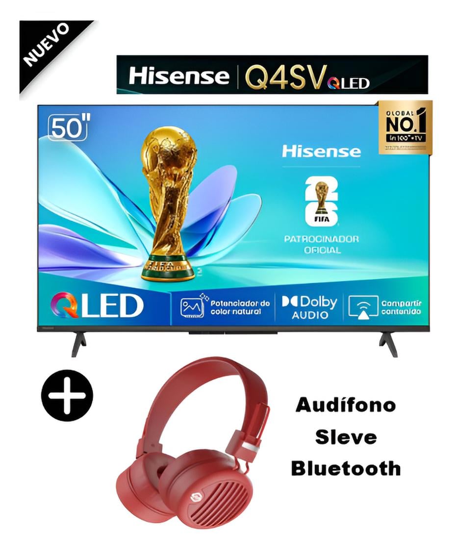 TELEVISOR HISENSE 50 QLED FHD 50Q4SV + AUDIFONO - 1