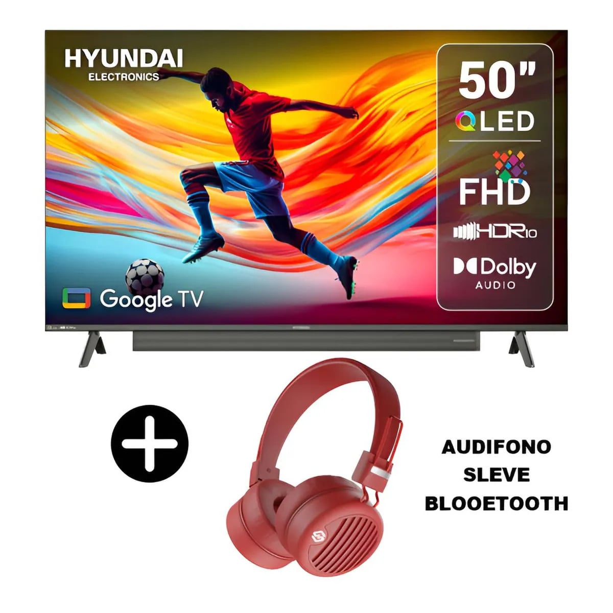 TELEVISOR HYUNDAI QLED 50 HYLED5029QFG CON SOUNDBAR INTEGRADO + AUDIFONO - 1