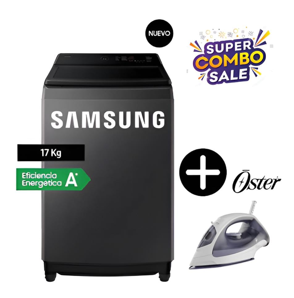 LAVADORA SAMSUNG 17KG ECOBUBBLE AI WA40F17E7CPE GRAFITO + PLANCHA - 1