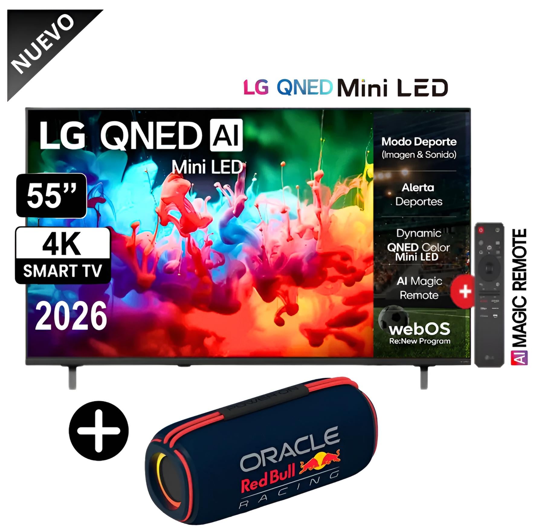 TELEVISOR LG SMART TV 55 MINILED QNED UHD 4K 55QNED65BSA + PARLANTE RED BULL - 1