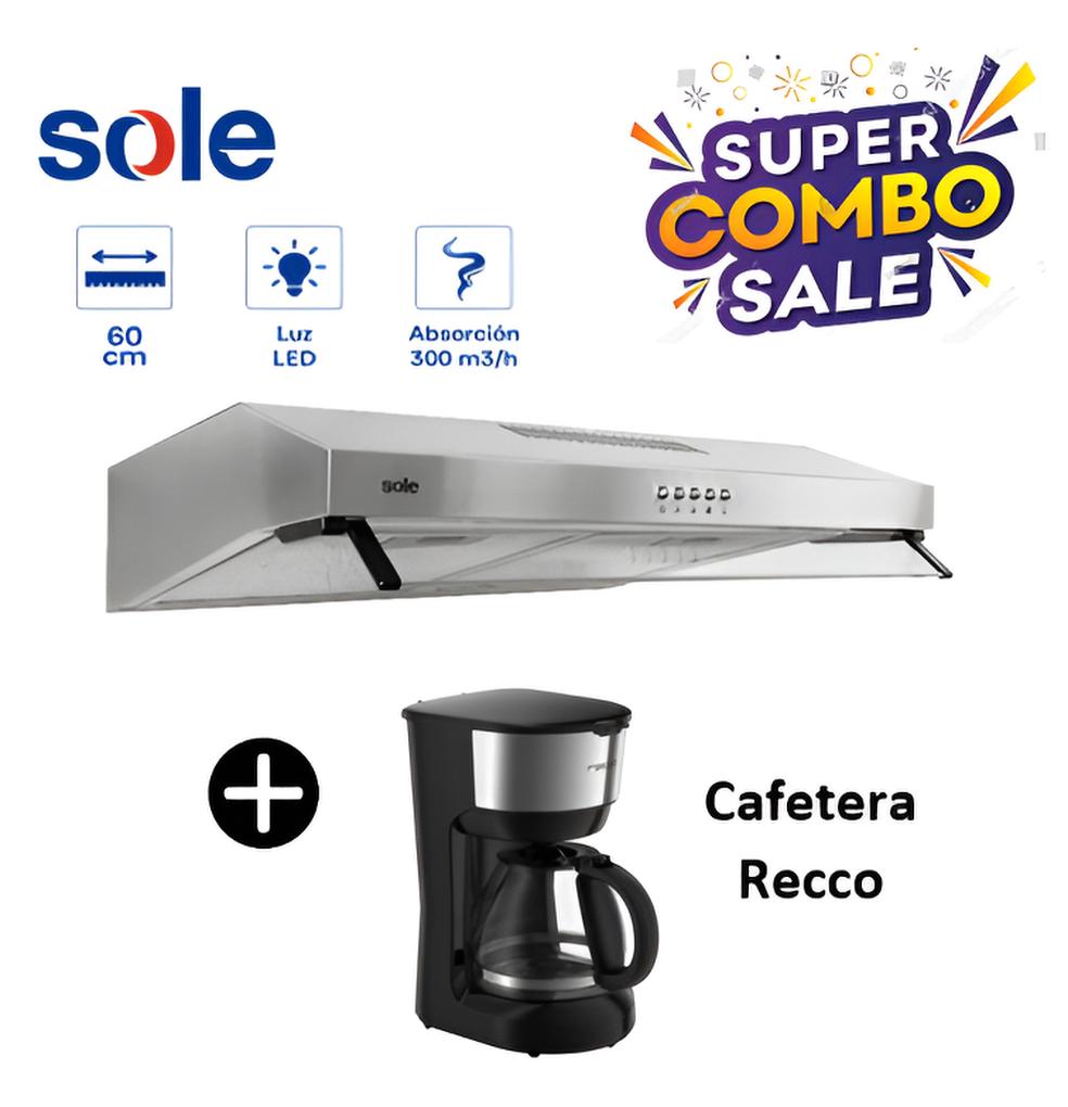 CAMPANA EXTRACTORA ROMA SOLE ACERO INOXIDABLE 60CM TURE15C0V2 + CAFETERA - 1