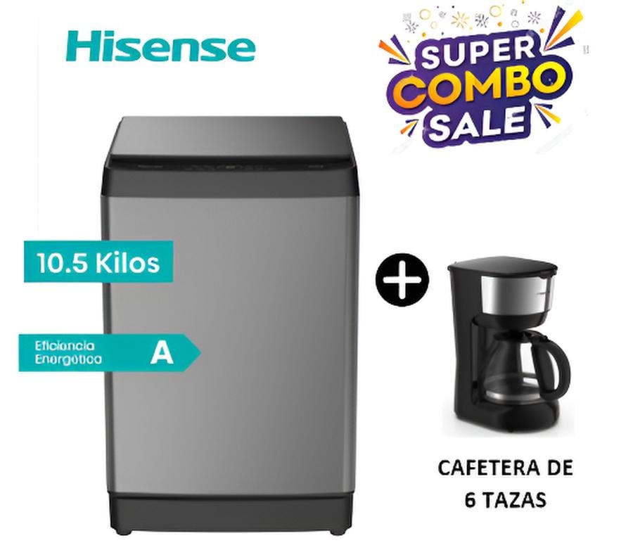 LAVADORA HISENSE 10.5KG CARGA SUPERIOR WT3K1131UT + CAFETERA - 1