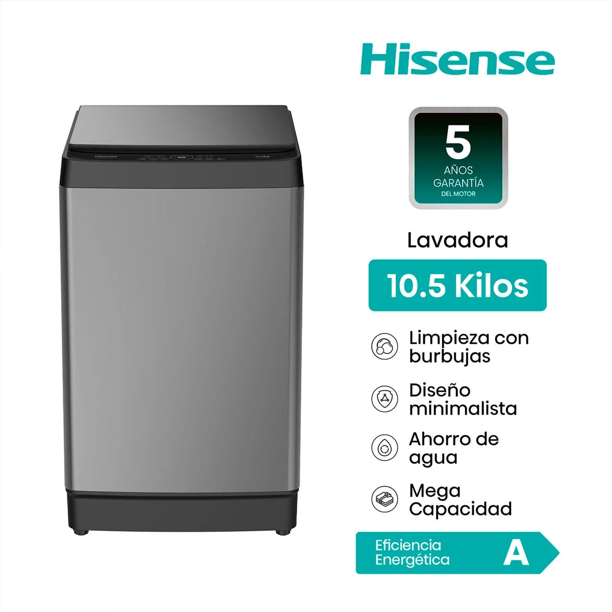 LAVADORA HISENSE 10.5KG CARGA SUPERIOR WT3K1131UT + CAFETERA - 2