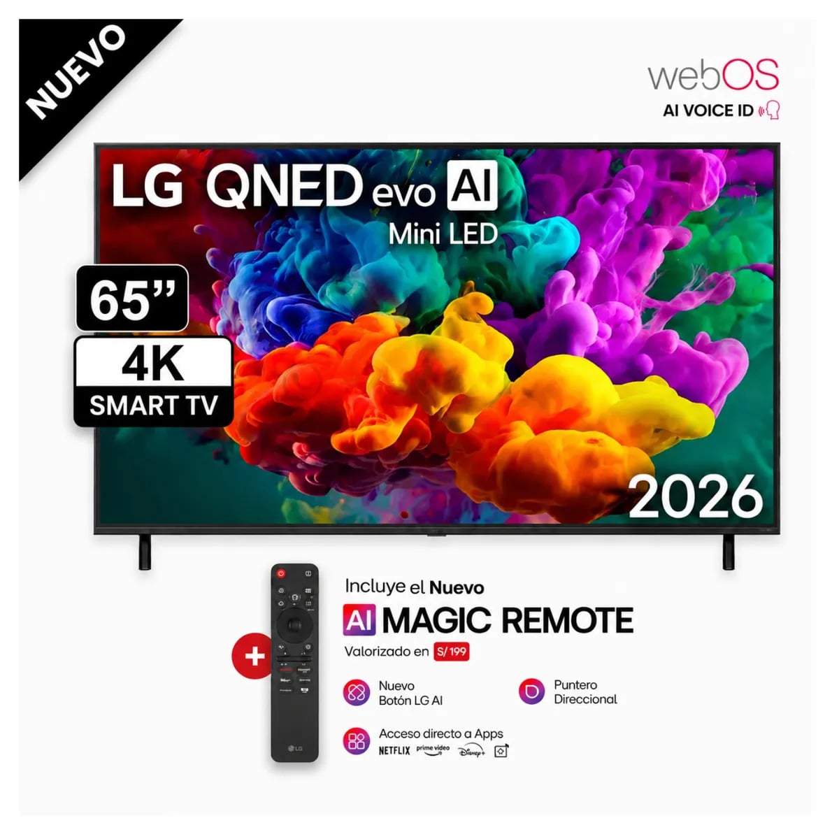 TELEVISOR LG 65 QNED MINILED 4K CON AI 65QNED65BSA - 1