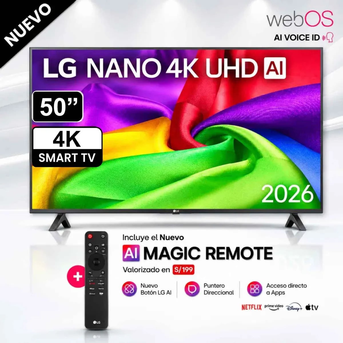 TELEVISOR LG 50' PULG NANO 4K UHD AI SMART TV 50NU800BPSC 2026 - 1