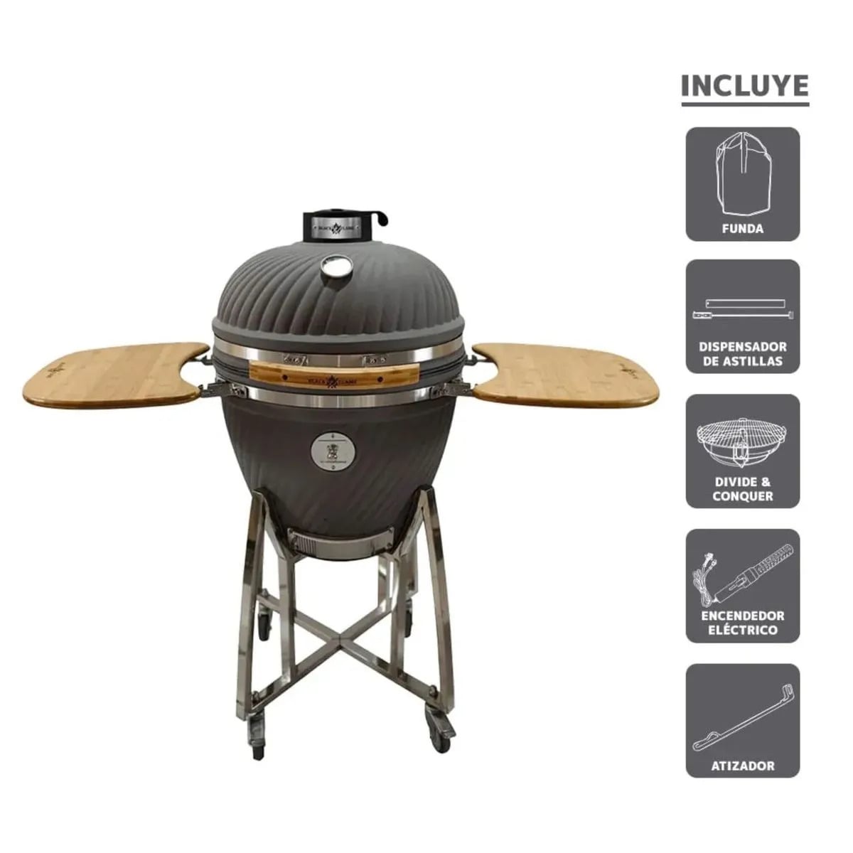 HORNO KAMADO PREMIUM BLACK FLAME 22 KS-22-SP-G - GRIS - 1
