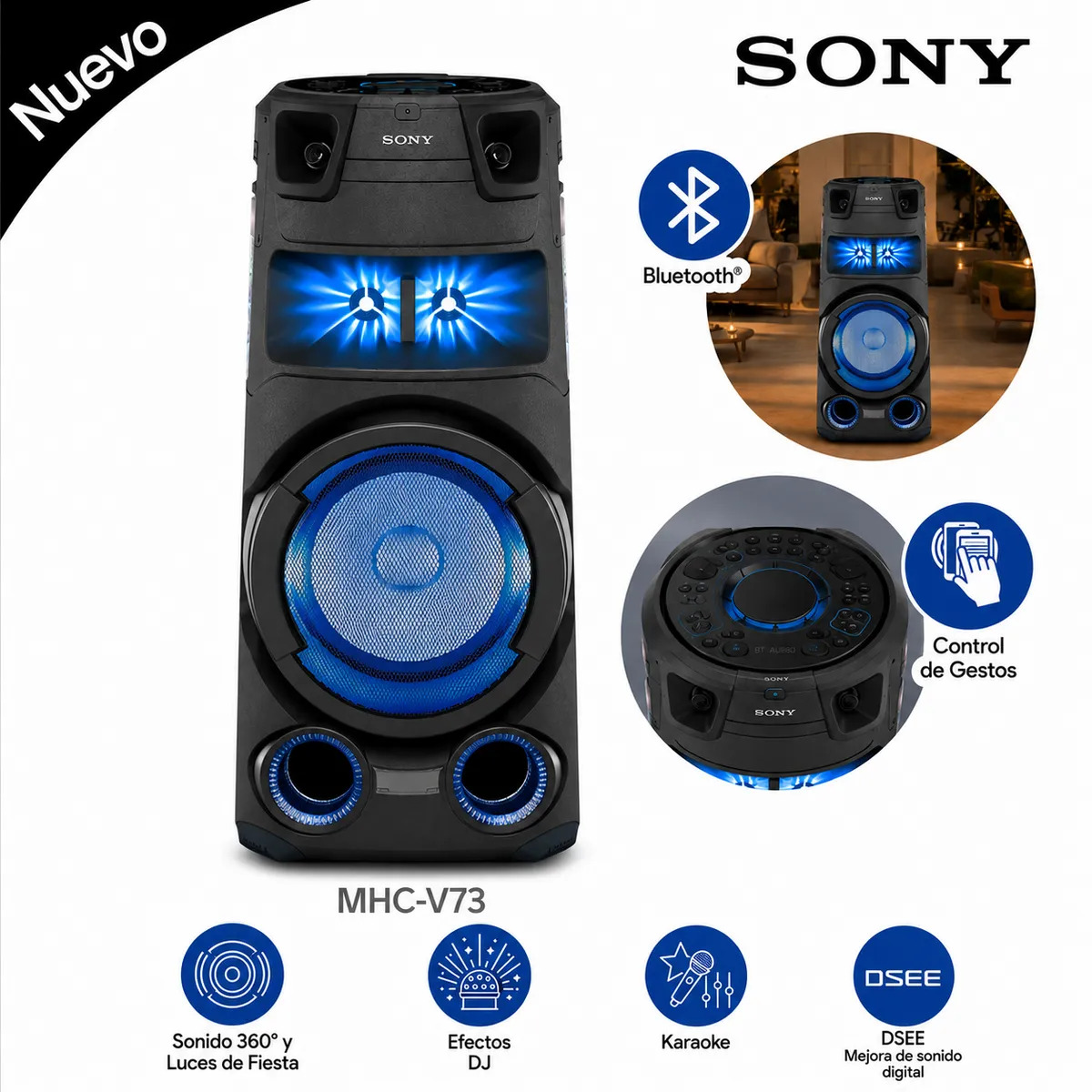 SONY MINICOMPONENTE ALTA POTENCIA CON BLUETOOTH MHC-V73D - 1