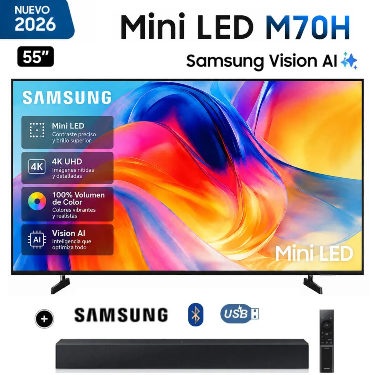 TELEVISOR SAMSUNG 55'' MINI LED M70H VISION AI SMART TV 2026 + SOUNDBAR - 1
