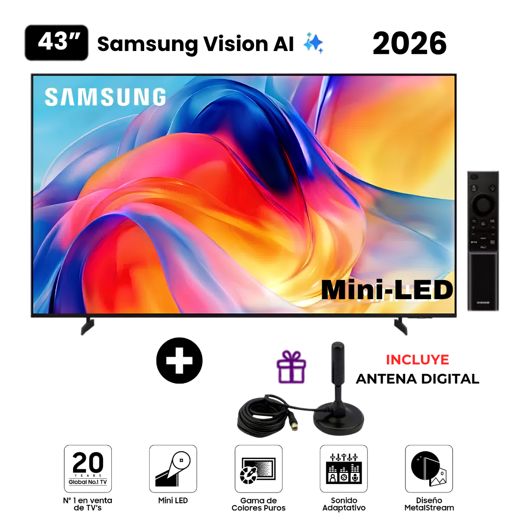 TELEVISOR SAMSUNG MINI LED 43 PULGADAS 4K ULTRA HD TIZEN UN43M70HAGXPE + ANTENA DIGITAL - 1
