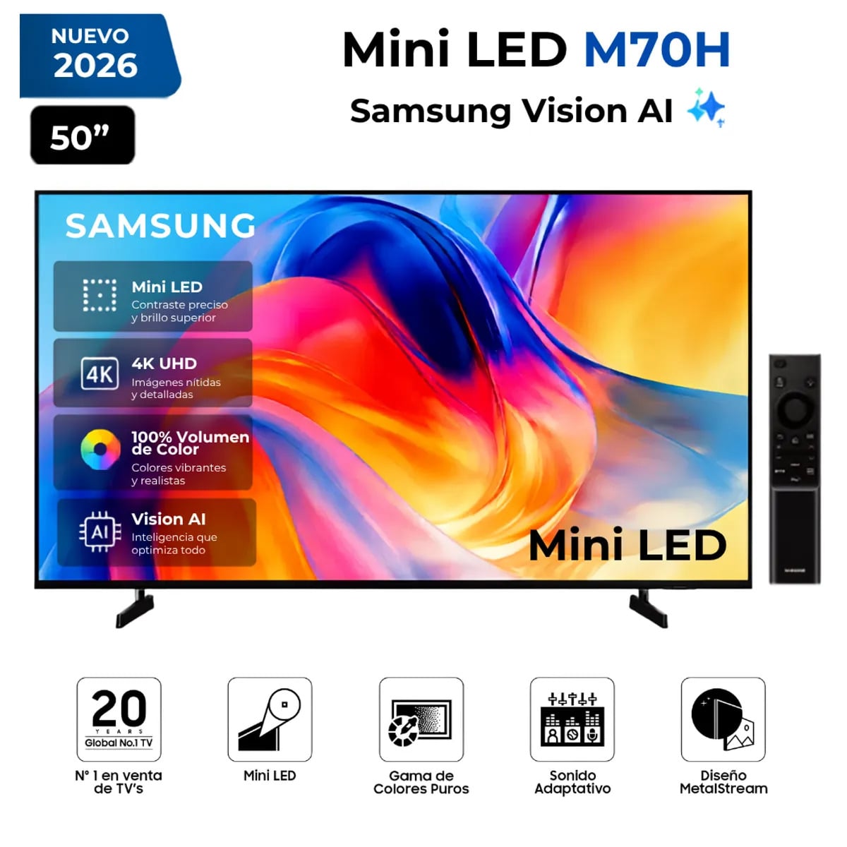 TELEVISOR SAMSUNG 50' MINI LED UN50M70HAGXPEVISION AI SMART TV - 1