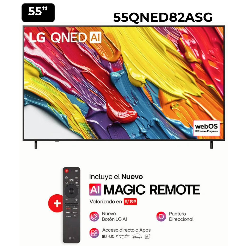 TELEVISOR LG QNED 4K THINQ AI SMART 55' 55QNED82ASG - 1