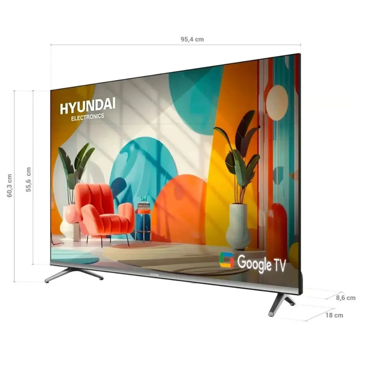 TELEVISOR HYUNDAI 43 QLED SMART TV FHD GOOGLE TV HYLED4326QG + RACK + ANTENA DIGITAL - 3