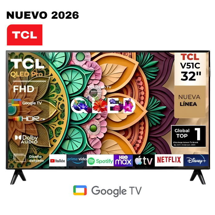 TELEVISOR TCL 32 QLED SMART TV GOOGLE TV FHD - 32V51C - 1