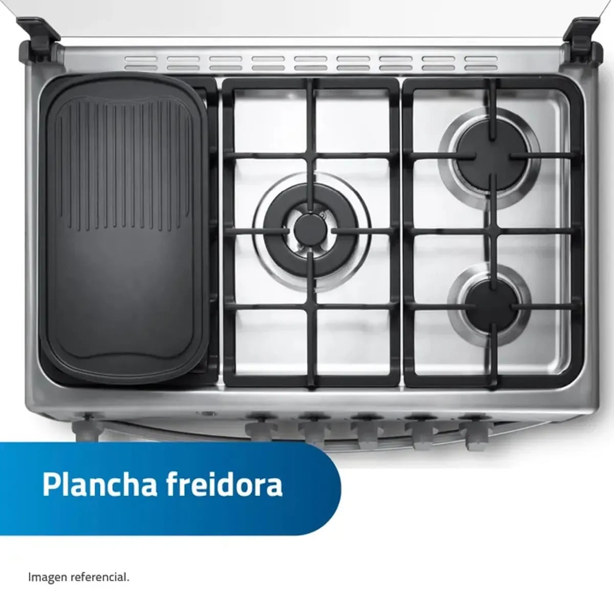 COCINA A GAS INDURAMA 5 QUEMADORES CANTABRIA QZ CROMA + MICROONDAS INDURAMA DE 20 L - 5