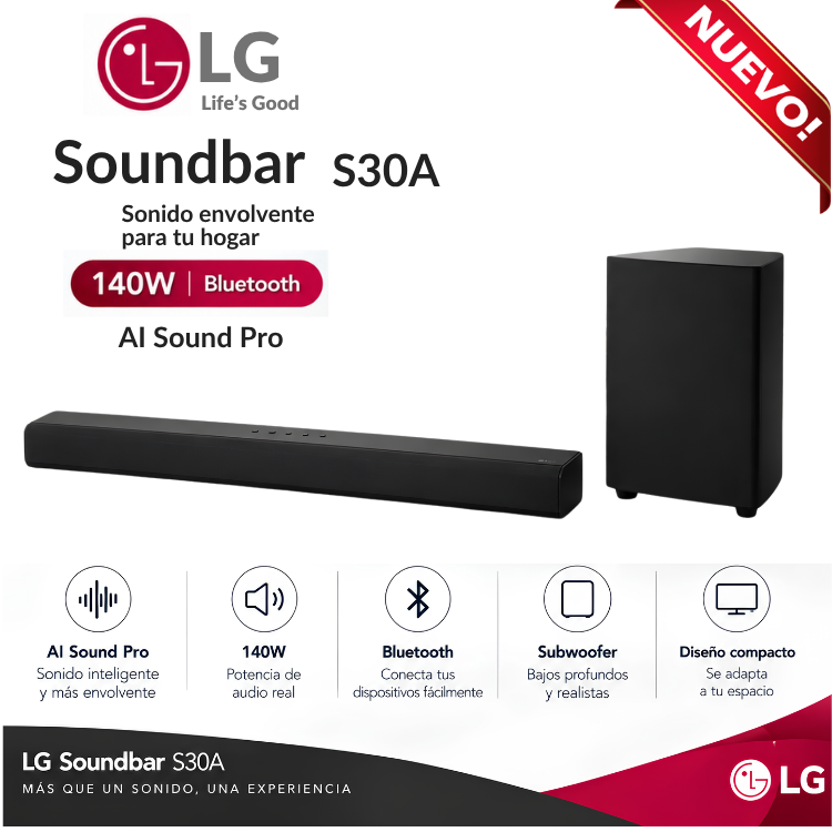 LG SOUNDBAR S30A 140W BLUETOOTH AI SOUND PRO - 1