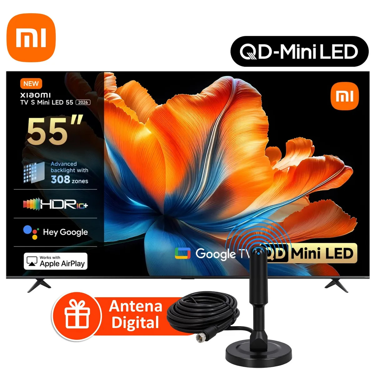 TELEVISOR XIAOMI 55' QD MINI LED 4K GOOGLE TV 2026 + ANTENA DIGITAL - 1