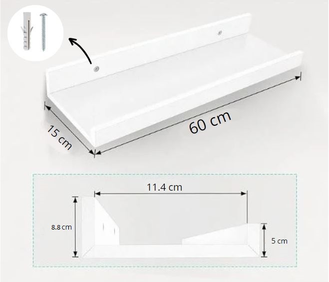 REPISA FLOTANTE CON BORDE DE MELAMINA MINIMALISTA 60 CM - 5
