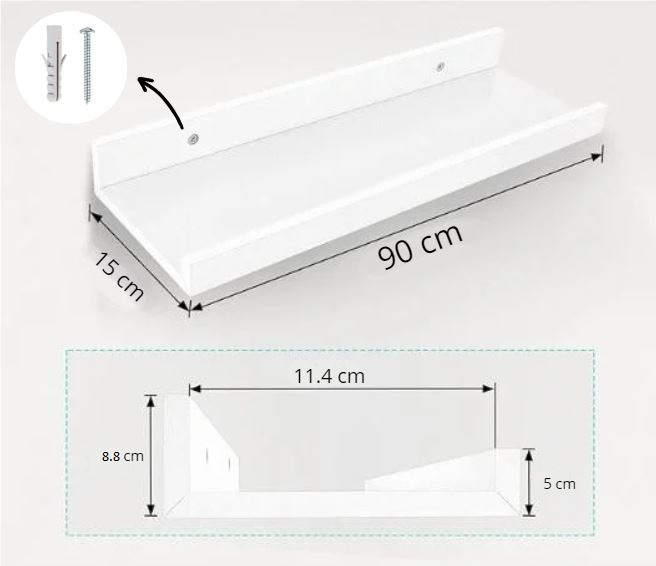 REPISA FLOTANTE CON BORDE DE MELAMINA MINIMALISTA 90 CM - 5